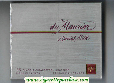 Du Maurier Special Mild 25s Class A cigarettes wide flat hard box